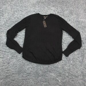 Lety & Me Sweater Womens Small Black Textured Sleeve Knit Pullover NWT